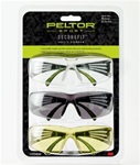 Peltor Sport SecureFit 400 Glasses, 3 Pack: Clear / Amber / Gray Lenses, Anti Fog