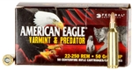 Federal American Eagle Varmint and Predator 22-250 Remington Jacketed Hollow Point 50gr - 50 Rd box