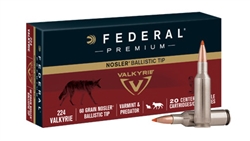 Federal Premium 224 Valkyrie Nosler Ballistic Tip 60gr - 20 Rd box