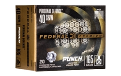 Federal Premium 40 S&W 165gr Punch JHP - 20rd Box