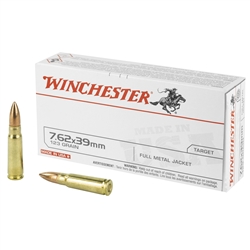 Winchester 7.62x39 123gr, FMJ, Brass Case - 20rd Box