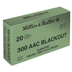 Sellier & Bellot 300 BLK FMJ 200gr Subsonic - 20 Rounds