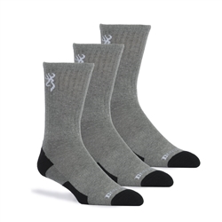 Browning Everyday Crew Sock - Gray - 3-Pack