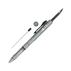 CobraTec OTF Auto Tactical Pen Tactical Grey Aircraft Grade Aluminum Body with Stonewash Stainless Steel Blade