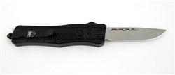 CobraTec OTF Auto Knife Medium CTK-1 Satin Drop Point Blade with Black Aluminum Handles