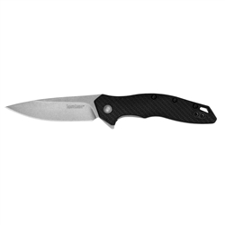 Kershaw Shoreline Folding Knife 3" Drop Point Stainless Stonewashed Blade - Glass Filled Nylon Black Handle