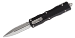 Microtech Dirac D/E Partial Serrated OTF Auto Knife Black / Stonewash - 2.92" Blade