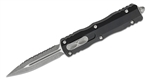 Microtech Dirac D/E OTF Auto Knife Black / Stonewash - 2.92" Serrated Blade