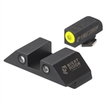 Night Fision Tritium Night Sights for Glock 9mm, .40, and 357 Sig - Square Notch - Yellow Front, Black Rear