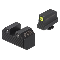 Night Fision Optics Ready Tritium Night Sights for Glock 42 / 43 / 43X / 48 - Square Notch - Yellow Front, Black Rear