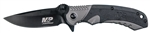 Smith & Wesson M2.0 M&P Ultra Glide Flipper Knife 3.5" Black Drop Point Blade, Gray Aluminum Handles with Rubber Inserts