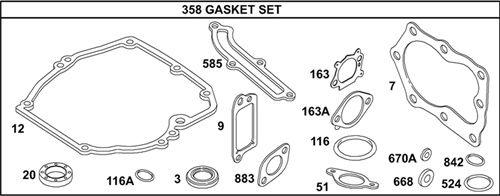 496117- Genuine Briggs & Stratton Complete Gasket Set