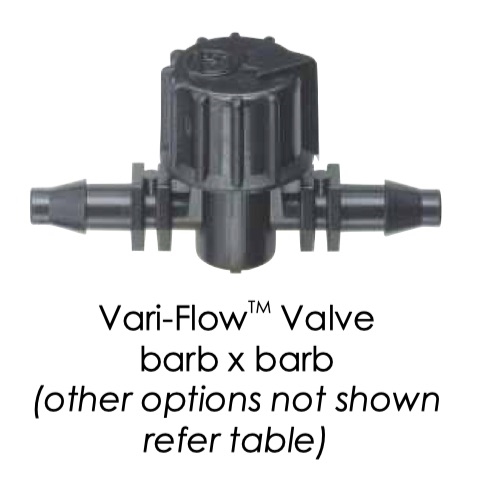 Vari-Flowâ„¢ Valve 10-32 UNF thread x 0.18" barb