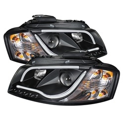 Spyder Auto Audi A3 2006-2008 Light Tube DRL Projector Headlights (Halogen Model Only) 5071934