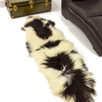 Ivory White w Dark Spots Double End-End Big Rugs Sheepskin