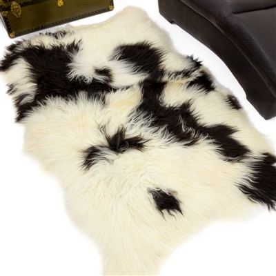 White w Black Spots Quad Icelandic Rug Big Rugs Sheepskin