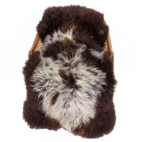 Soft Brown w White Swedish Sheepskin