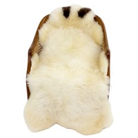 Large Soft Short Wool Ivory w Brown Swedish Sheepskin