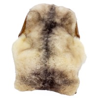 Soft Short Wool Ivory White w Dark Mottled Swedish Sheepskin
