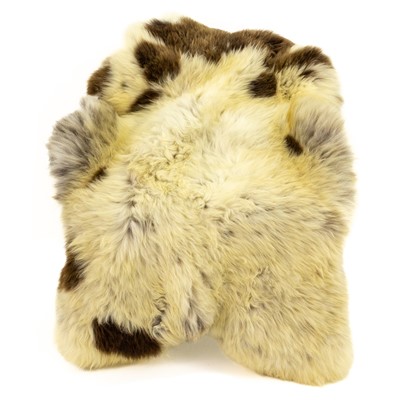 Large Wide Dark Ivory w Brown Mix Mottled Sheepskin