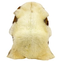 Large Short Wool Ivory White w Pattern Mottled Sheepskin