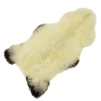 Ivory w Black Short Soft Sheepskin