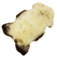 Ivory w Black Short Soft Sheepskin