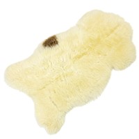 Ivory White w Brown Side Dot Short Soft Sheepskin