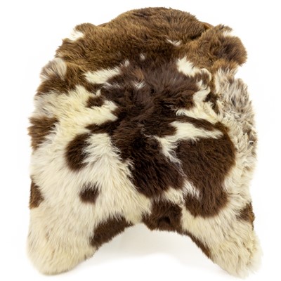 Thick Cushy Wide Brown w Ivory White Spotted Sheepskin
