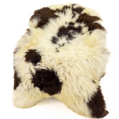 Large Thick Cushy White w Blackish Brown Spots Spotted Sheepskin