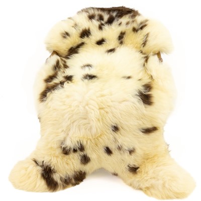 Huge Thick Cushy Ivory White w Brown Spots Spotted Sheepskin