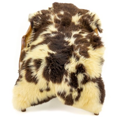 Thick Cushy Dark Brown w Golden Ivory Spots Spotted Sheepskin