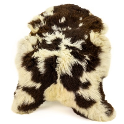 Large Wide Thick Brown w White Pattern Spotted Sheepskin
