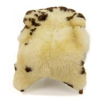 Wide Cushy Golden Ivory w Brown Spots Spotted Sheepskin