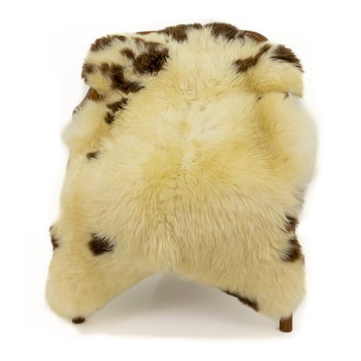 Wide Cushy Golden Ivory w Brown Spots Spotted Sheepskin