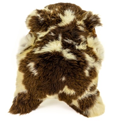 Large Thick Brown w Ivory White Pattern Spotted Sheepskin