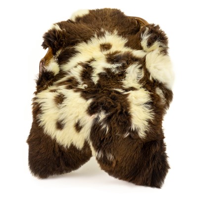 Wide Thick Brown w White Pattern Spotted Sheepskin