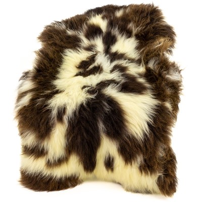 Large Dark Brown w Ivory White Pattern Spotted Sheepskin