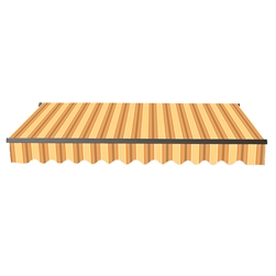 Retractable Patio Awning 10 x 8 Feet - Multi-Striped Yellow with Black Frame - ALEKO