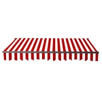 Motorized Retractable Black Frame Patio Awning 10 x 8 Feet - Red and White Stripes - ALEKO