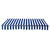 Motorized Retractable Black Frame Patio Awning 12 x 10 Feet - Blue and White Stripes - ALEKO