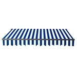 Motorized Retractable Black Frame Patio Awning 12 x 10 Feet - Blue and White Stripes - ALEKO