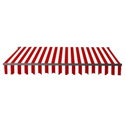 Motorized Retractable Black Frame Patio Awning 16 x 10 Feet - Red and White Stripes - ALEKO