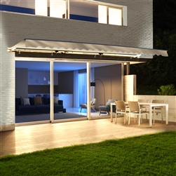 Half Cassette Motorized Retractable LED Luxury Patio Awning - 3 x 2.4 Meters (10 x 8 Feet) - Ivory - ALEKO