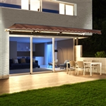 Half Cassette Motorized Retractable LED Luxury Patio Awning - 3.6 x 3 Meters (12 x 10 Feet) - Brown - ALEKO