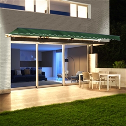 Half Cassette Motorized Retractable LED Luxury Patio Awning - 3.6 x 3 Meters (12 x 10 Feet) - Green - ALEKO