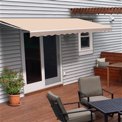 Motorized Retractable Patio Awning - 16x10 Feet - Light Beige - ALEKO