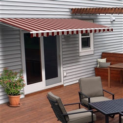 Motorized Retractable Patio Awning - 6.5X5 Feet - Multi Striped Red - ALEKO