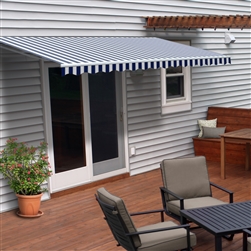 Motorized Retractable Patio Awning - 8x6.5 Feet - Blue and White Striped - ALEKO