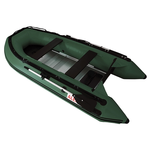 ALEKO PRO Fishing Inflatable Boat with Aluminum Floor - Front Board Holders  - 12.5 ft - Black 
